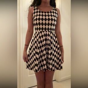 Short Black and White Checkered Dress